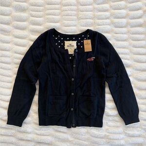 Vintage Hollister Navy Cardigan with polka dots & 3/4 sleeves